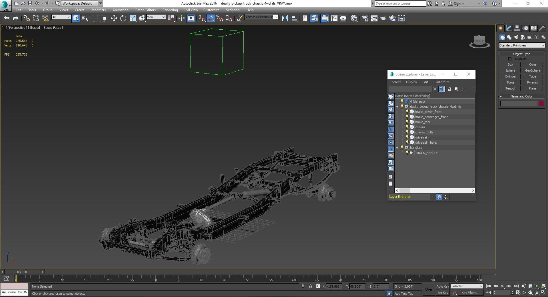 DUALLY PICKUP TRUCK CHASSIS 4WD IFS 3D model_10