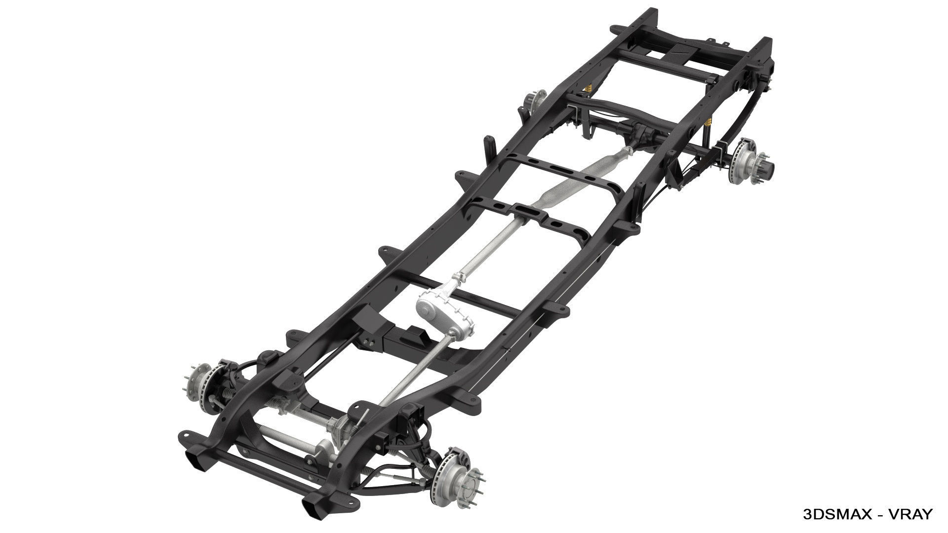 DUALLY PICKUP TRUCK CHASSIS 4WD IFS 3D model_12