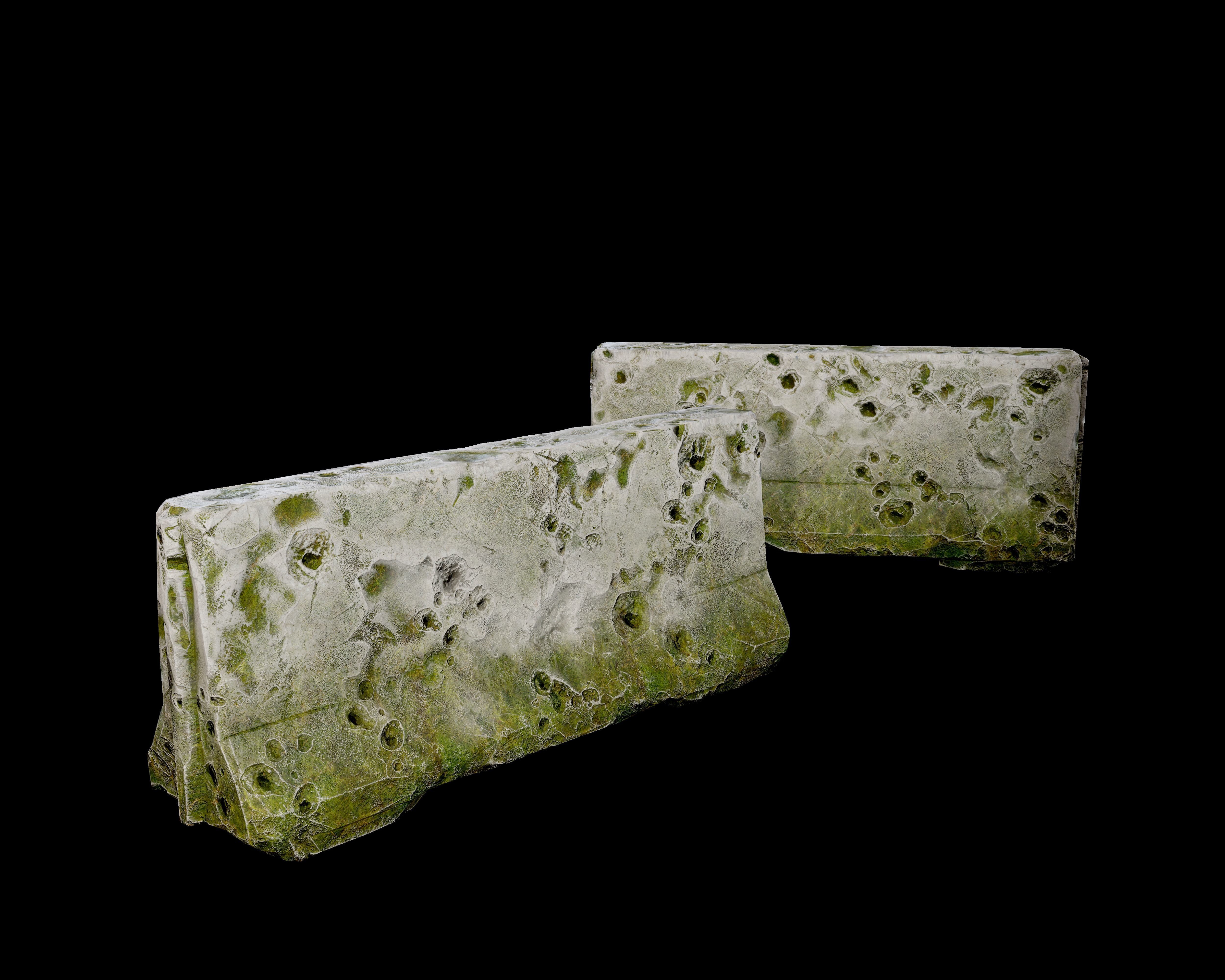 8 Destroyed Concrete Divider Pack Game Ready Low-poly 3D model_3