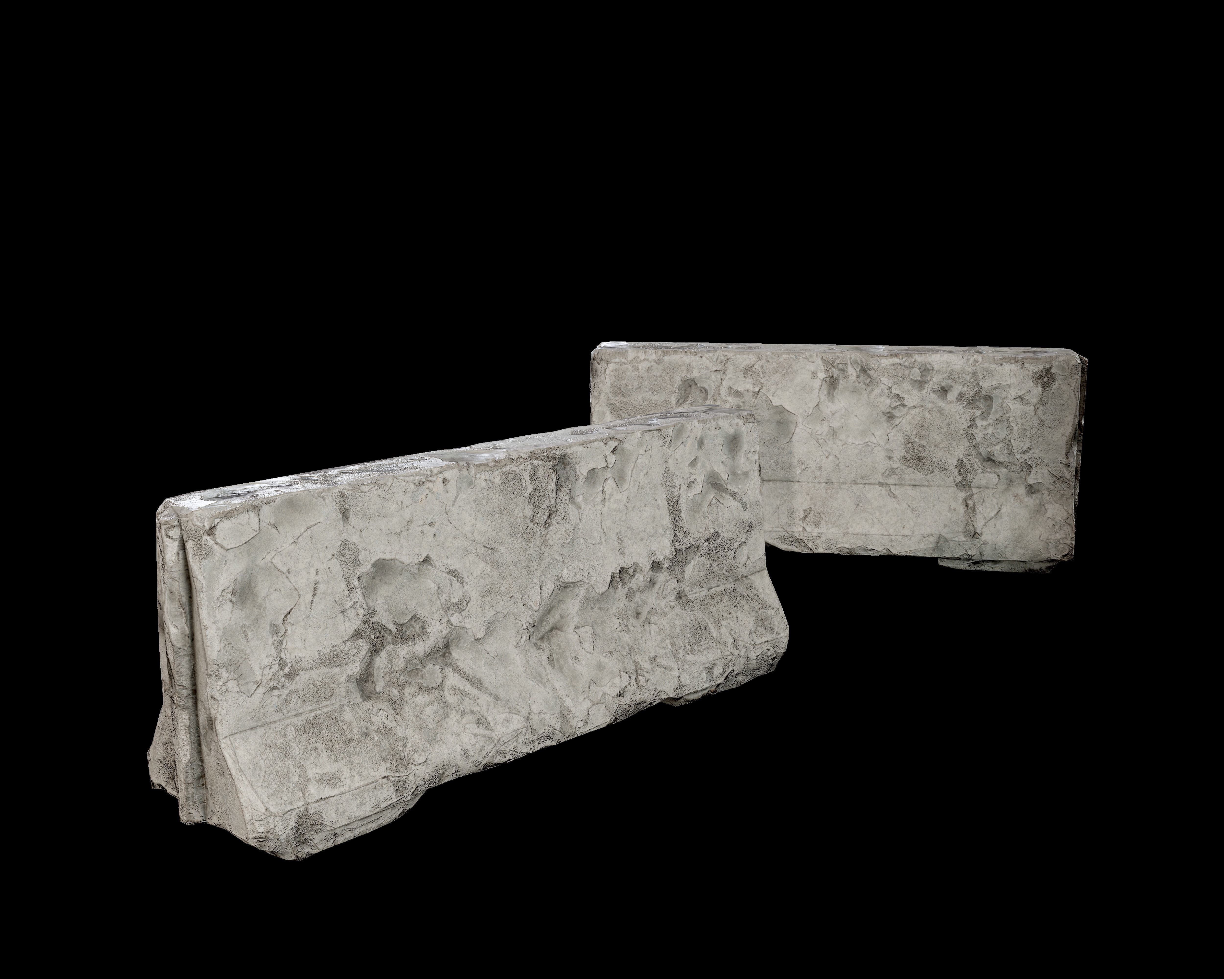 8 Destroyed Concrete Divider Pack Game Ready Low-poly 3D model_7