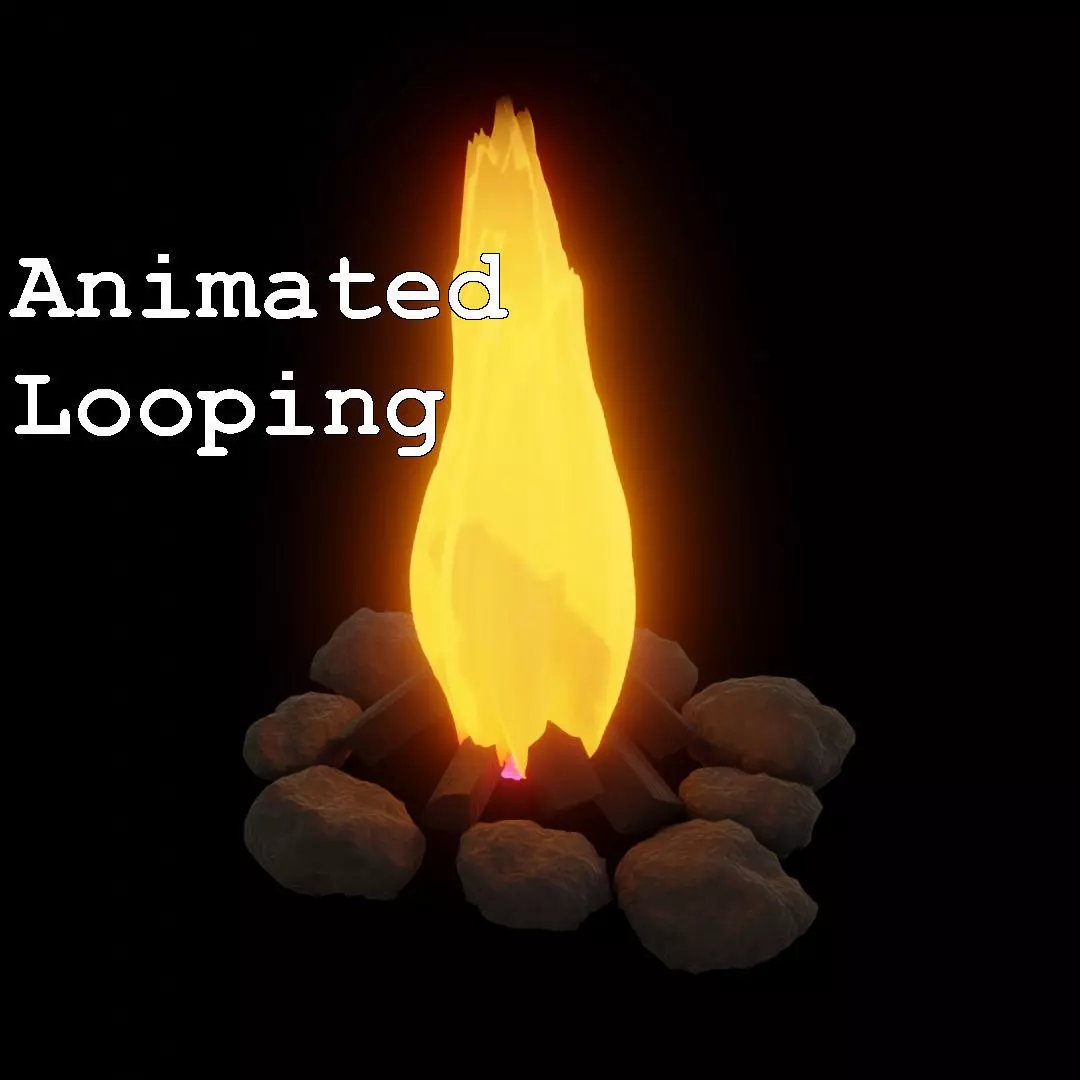 Animated Campfire looping Updated Low-poly 3D model_0