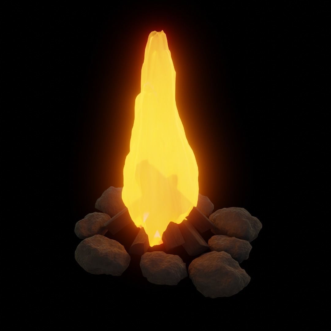 Animated Campfire looping Updated Low-poly 3D model_2
