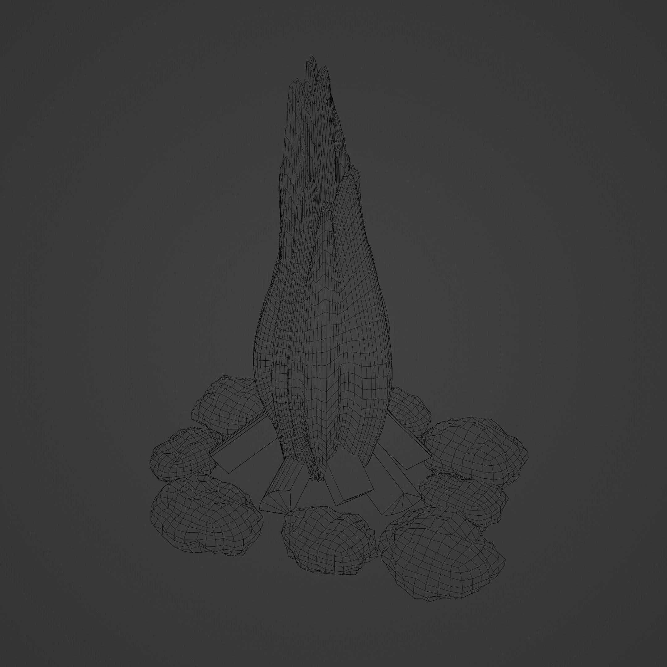 Animated Campfire looping Updated Low-poly 3D model_4