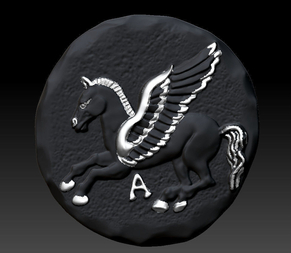 Pendant coin pegasus 3D print model_3