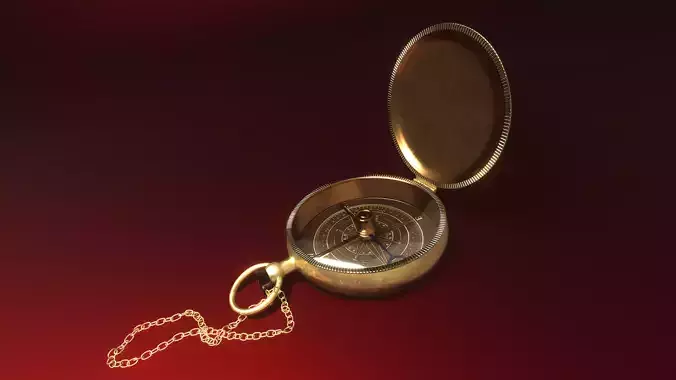 Old Bronze Compass Low-poly 3D model