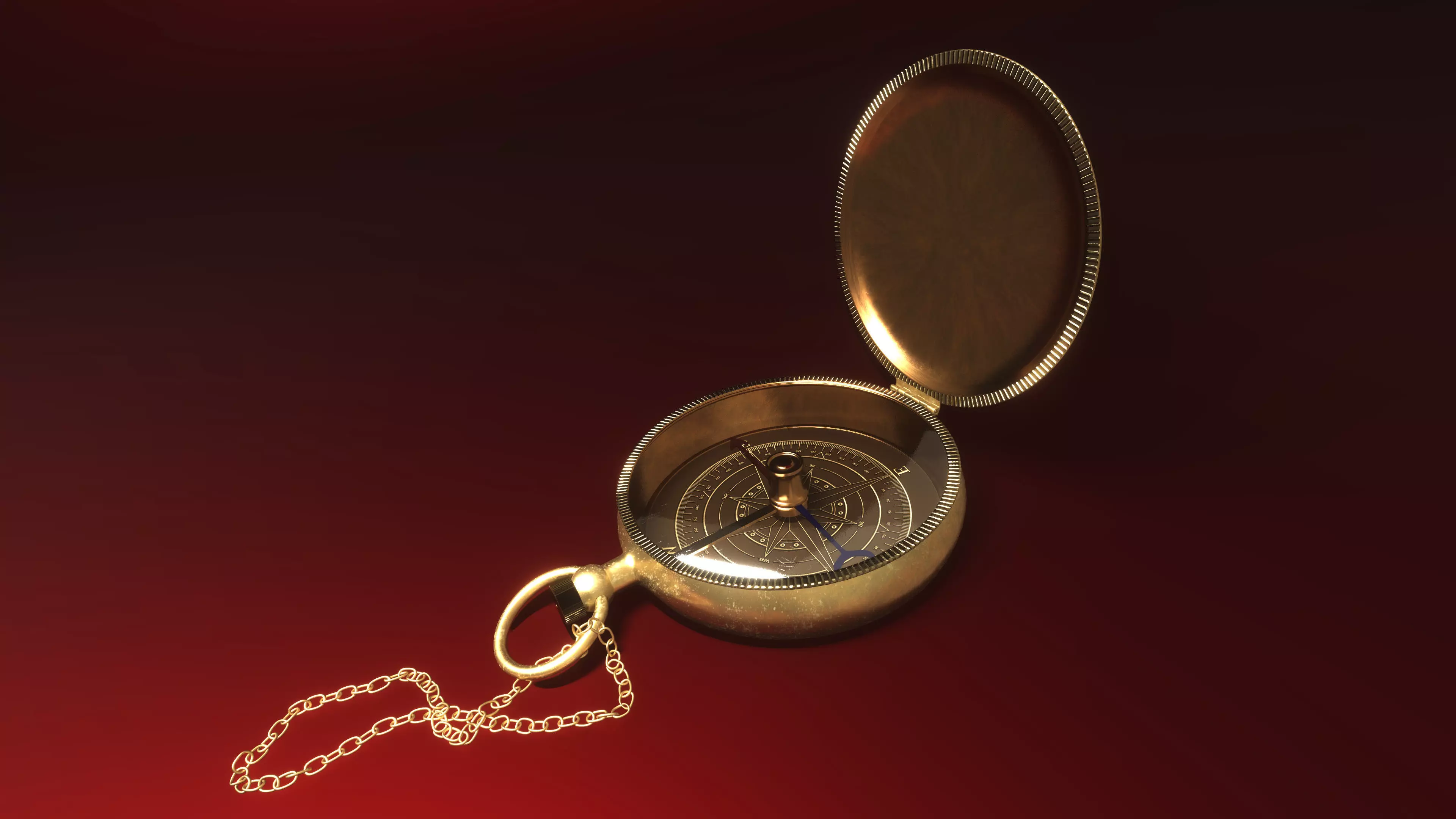 Old Bronze Compass Low-poly 3D model_0