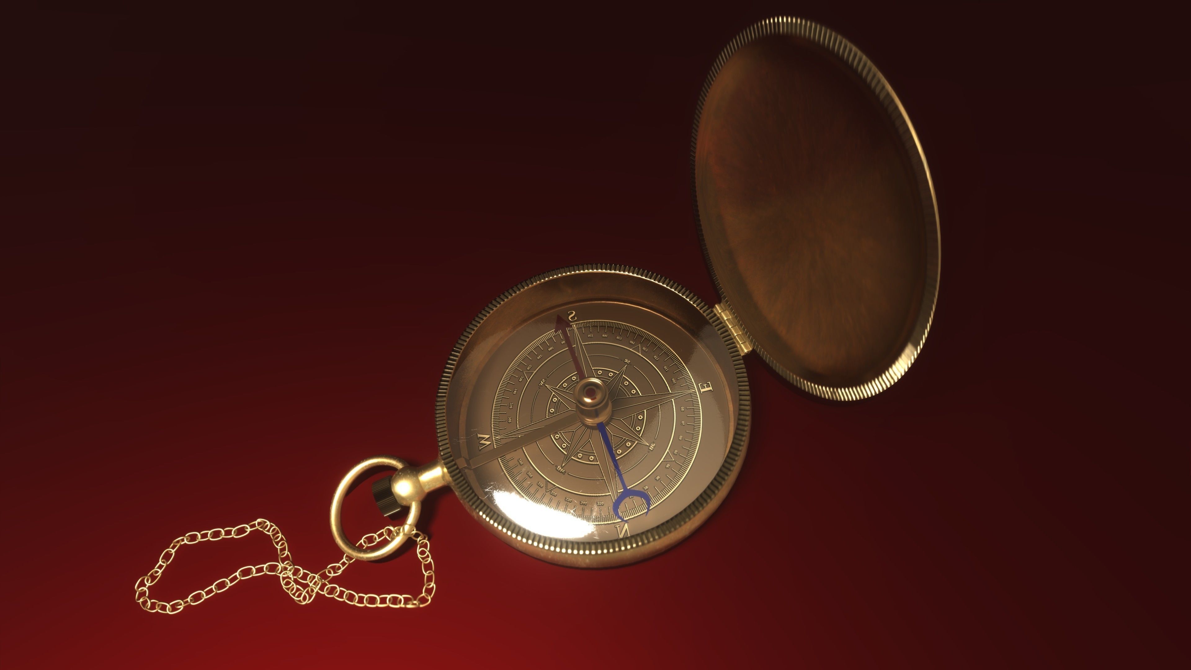 Old Bronze Compass Low-poly 3D model_2