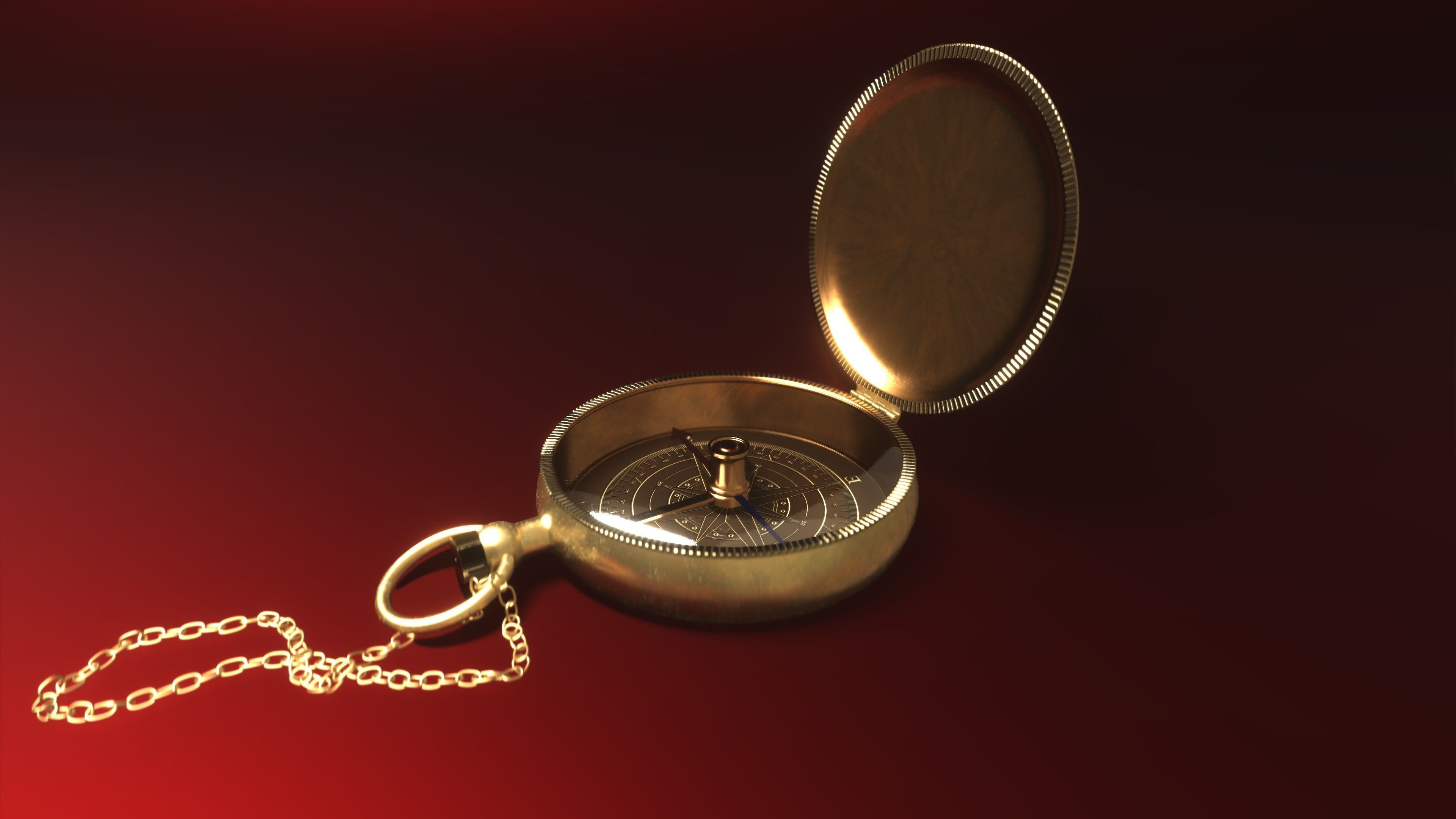 Old Bronze Compass Low-poly 3D model_1