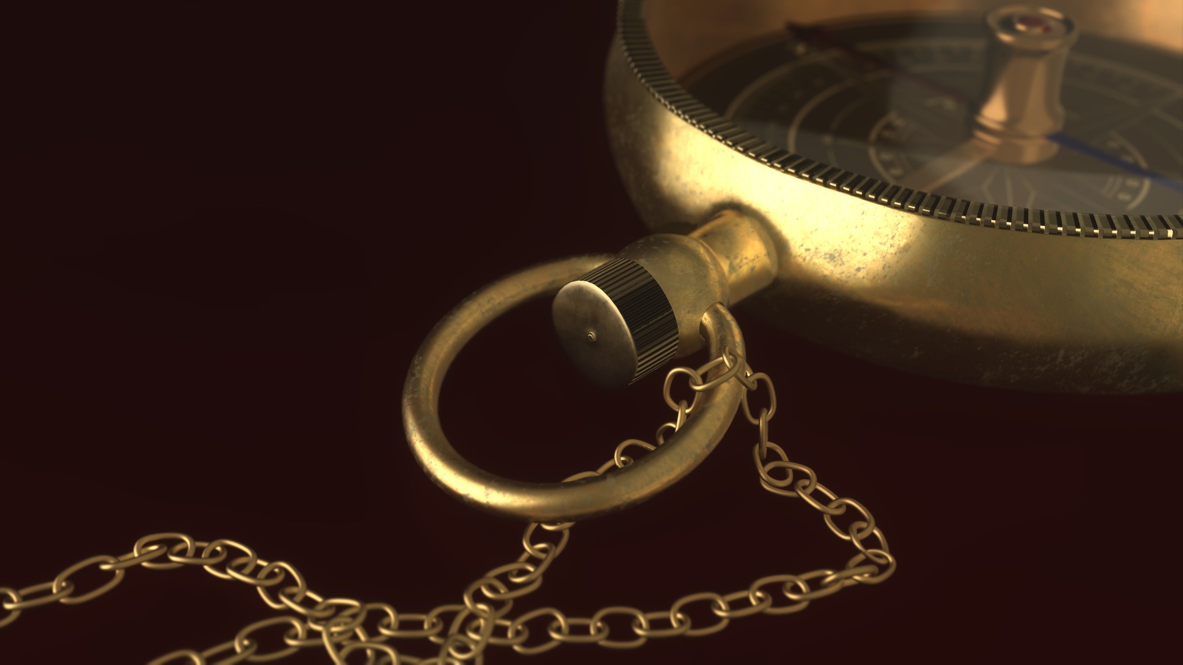 Old Bronze Compass Low-poly 3D model_3