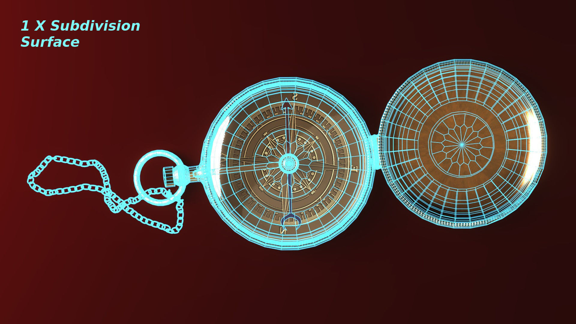 Old Bronze Compass Low-poly 3D model_7