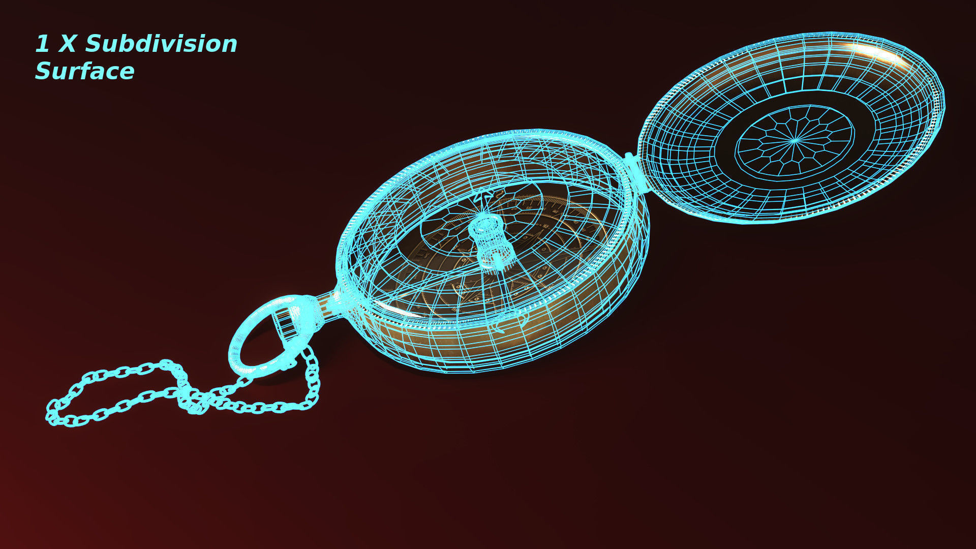 Old Bronze Compass Low-poly 3D model_8