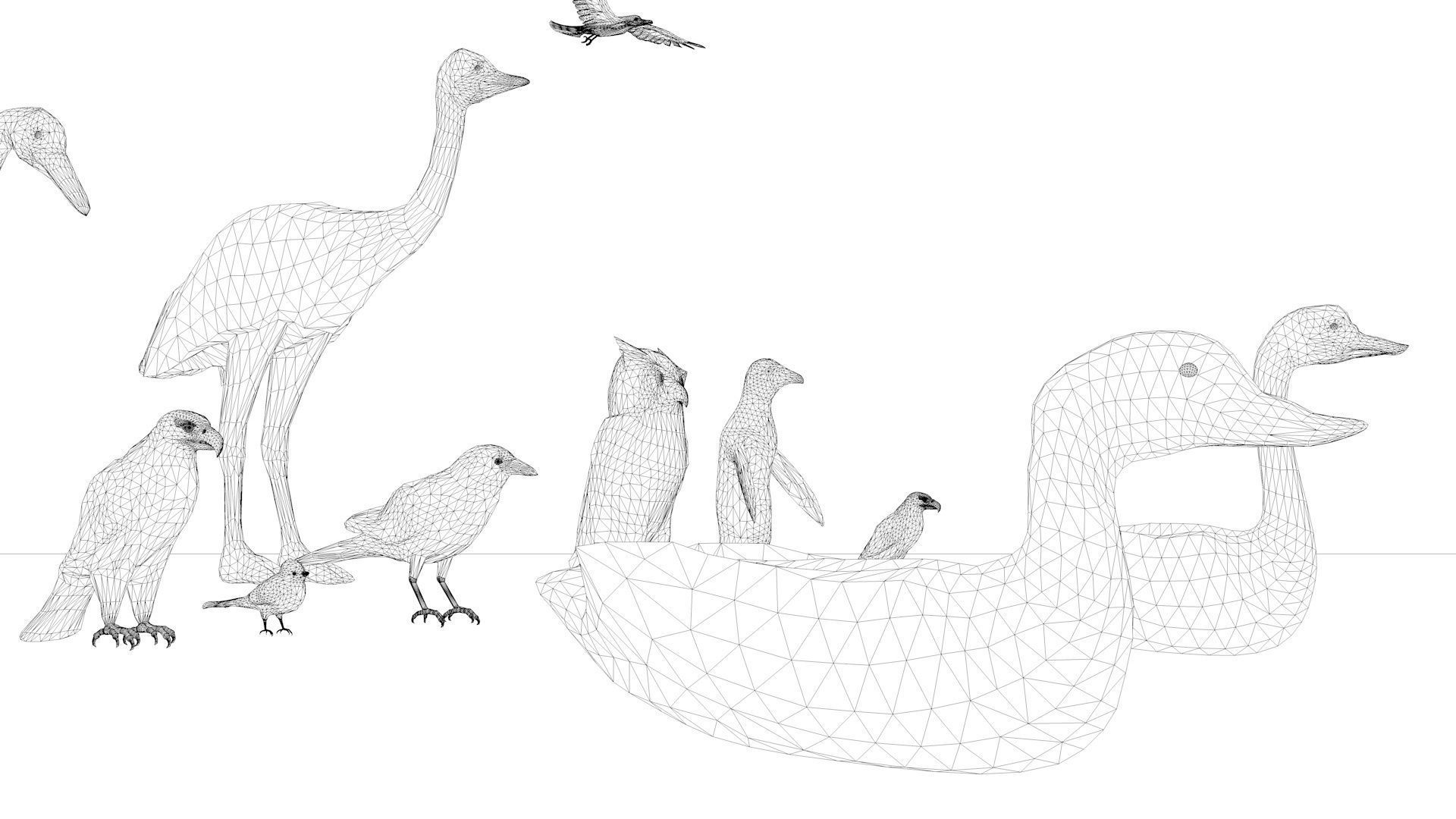 Game ready Low Poly bird collection two bald eagles flying in... Free low-poly 3D model_5