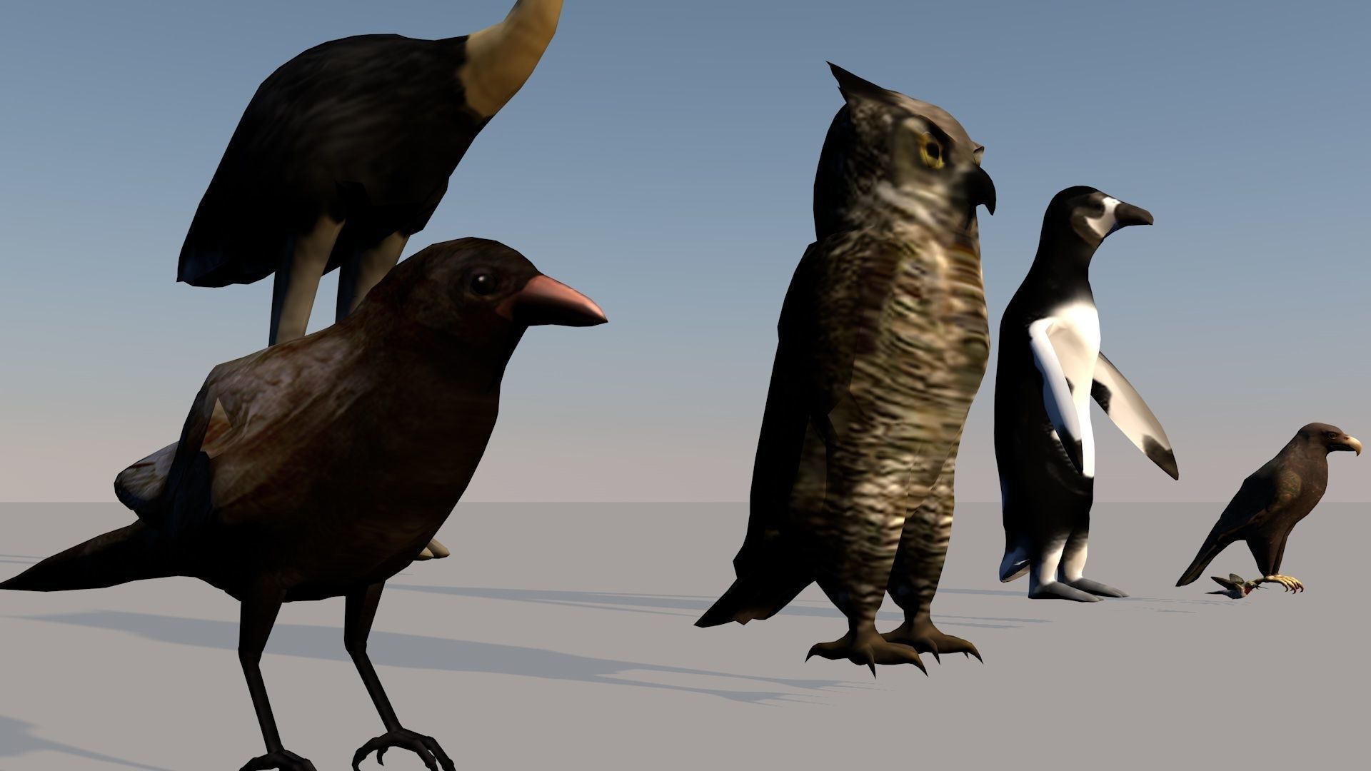 Game ready Low Poly bird collection two bald eagles flying in... Free low-poly 3D model_6