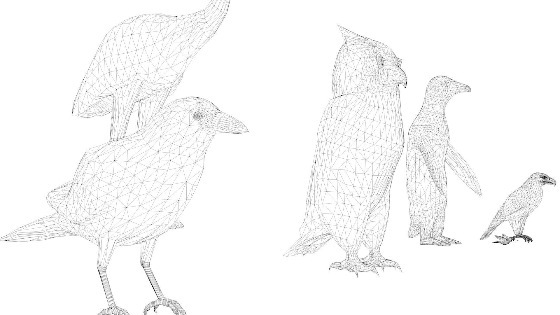 Game ready Low Poly bird collection two bald eagles flying in... Free low-poly 3D model_7