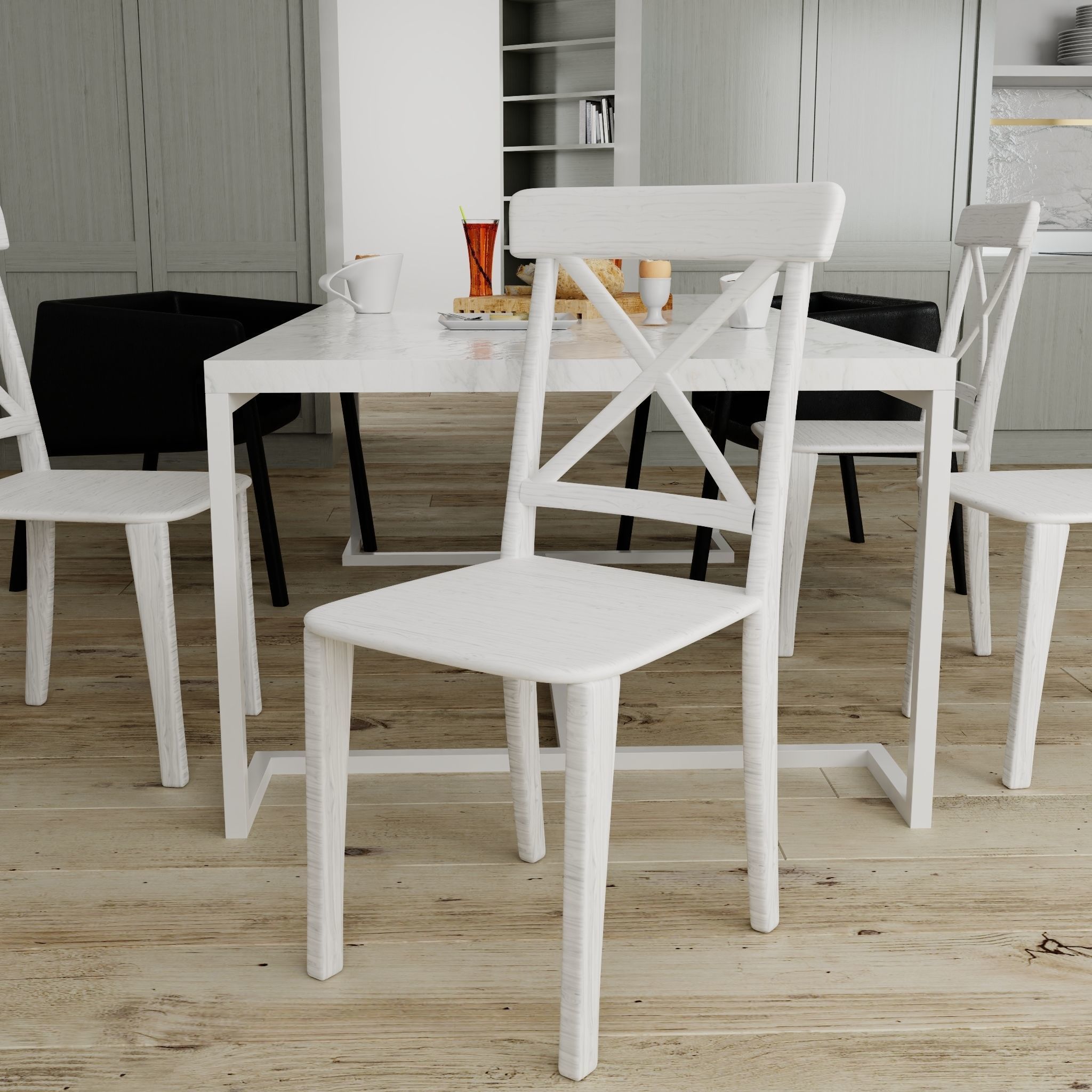 Chair American Wood - Photorealistic PBR  Low-poly 3D model_3