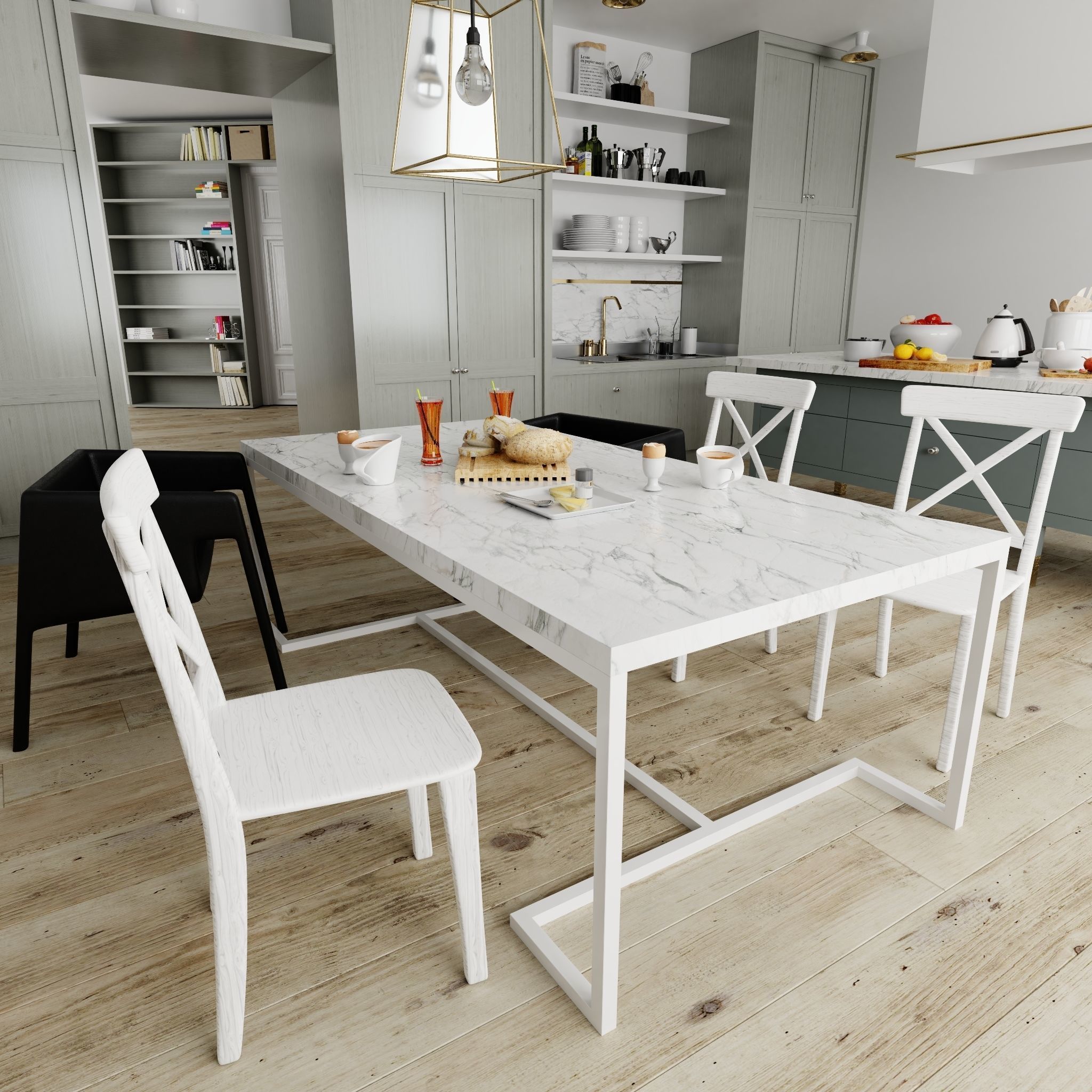 Chair American Wood - Photorealistic PBR  Low-poly 3D model_1