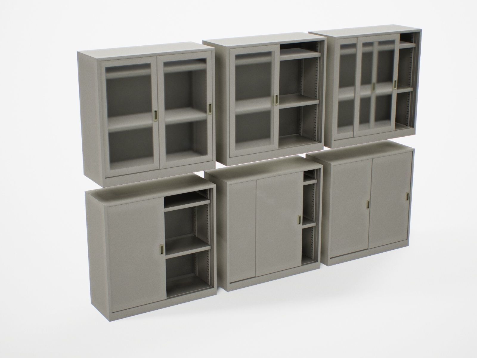 Modular Japanese Office Shelves - 6 models Free low-poly 3D model_4