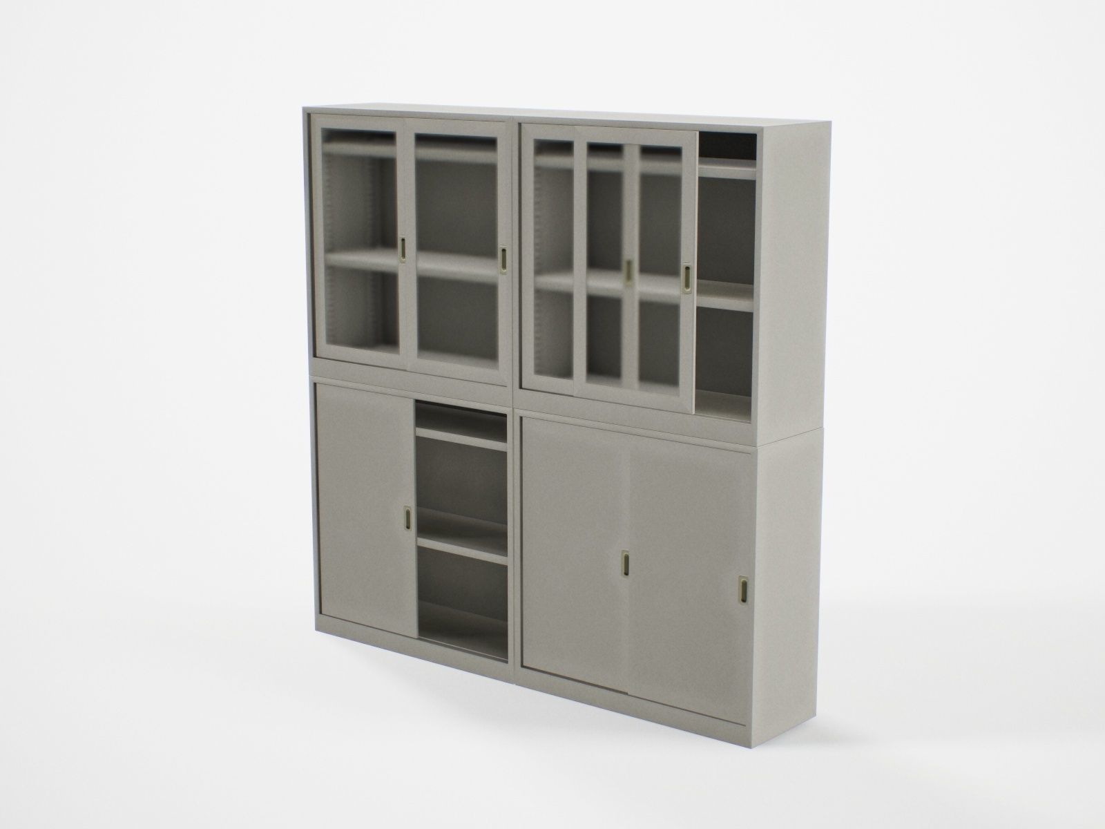 Modular Japanese Office Shelves - 6 models Free low-poly 3D model_2