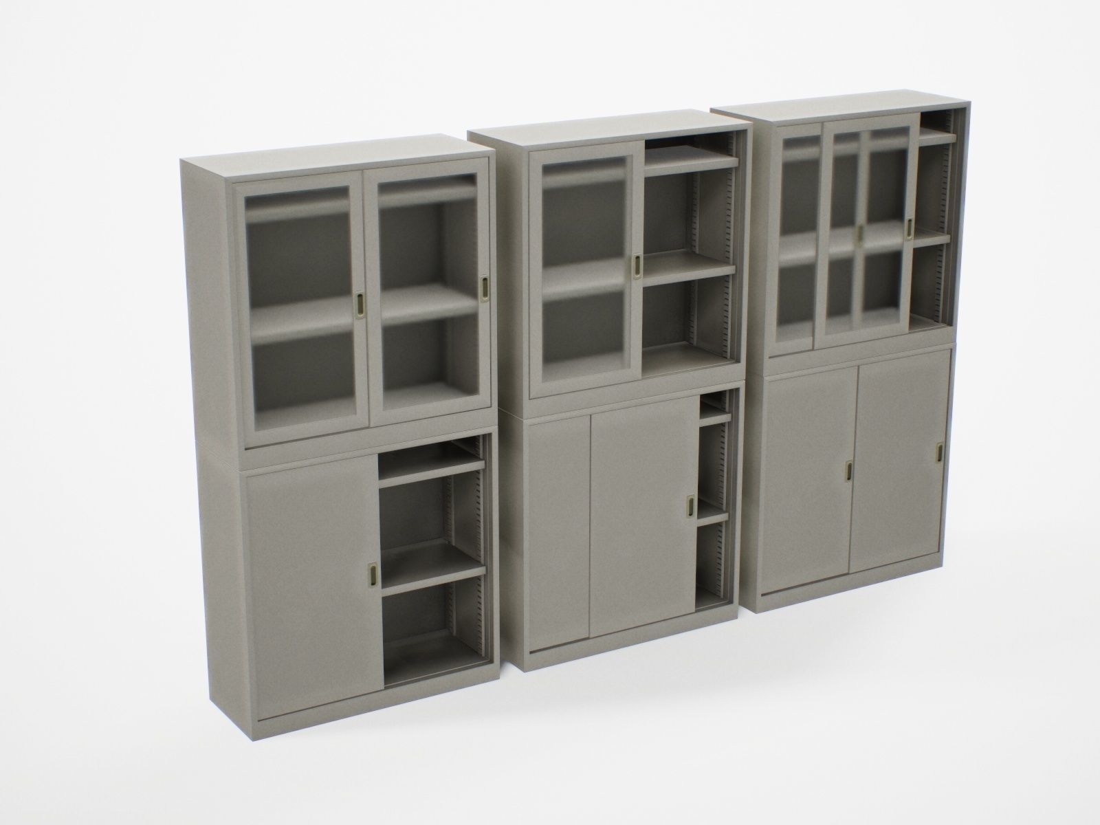 Modular Japanese Office Shelves - 6 models Free low-poly 3D model_3