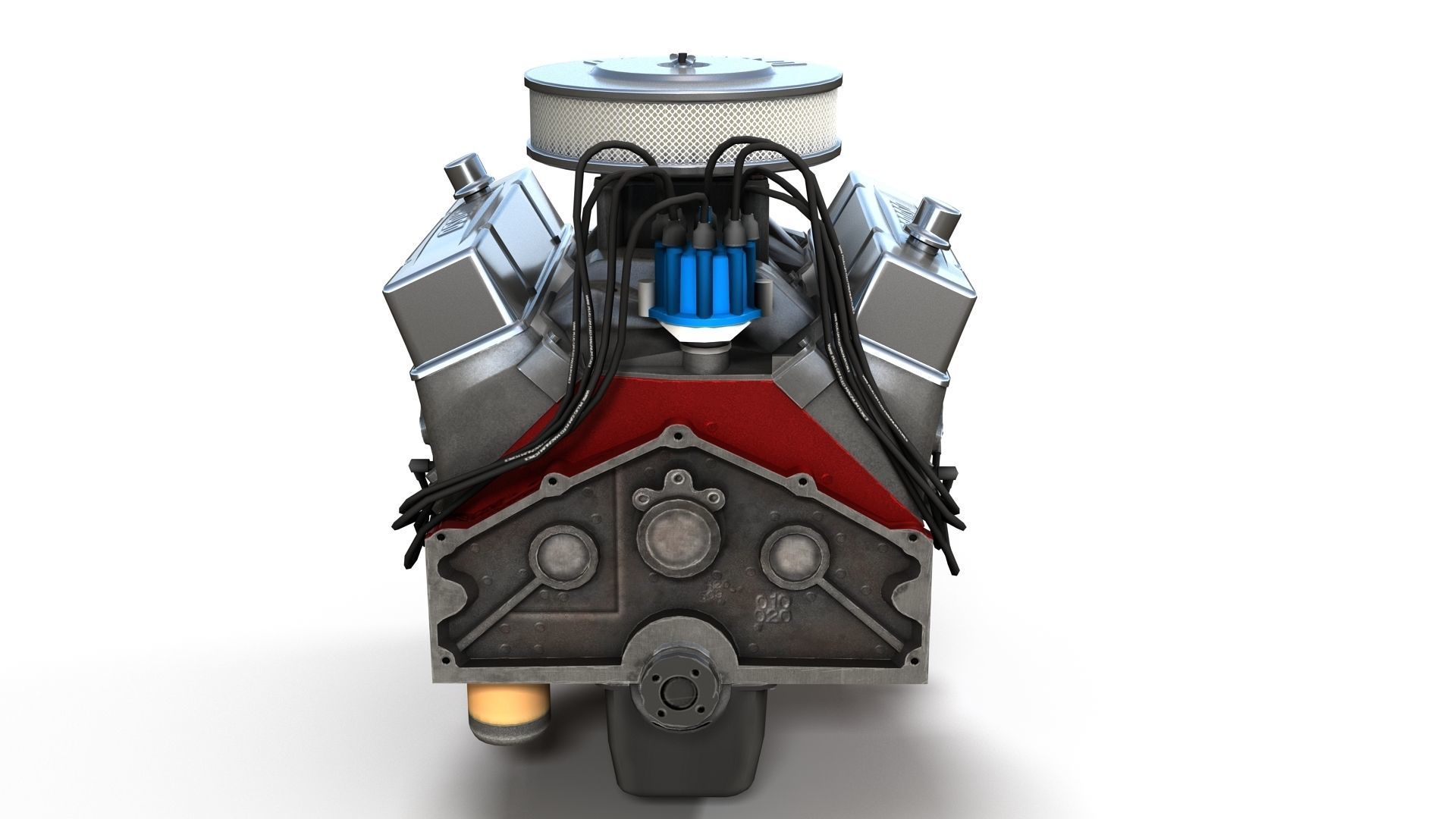 V8 muscle car engine Low-poly 3D model_8