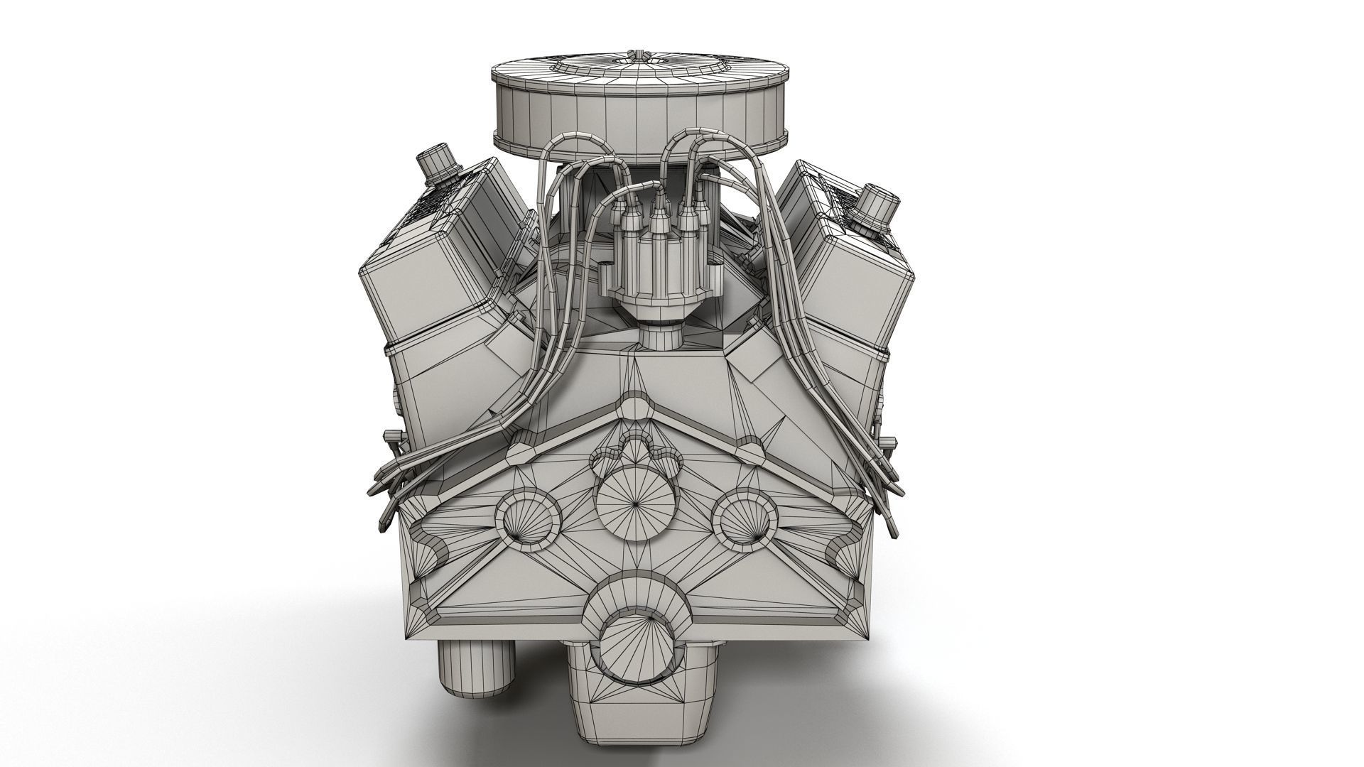 V8 muscle car engine Low-poly 3D model_16