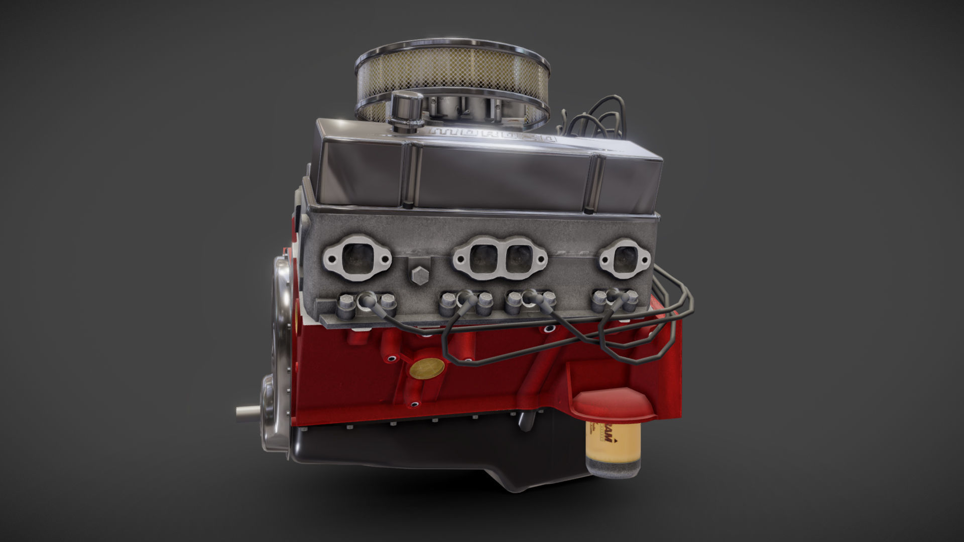 V8 muscle car engine Low-poly 3D model_27