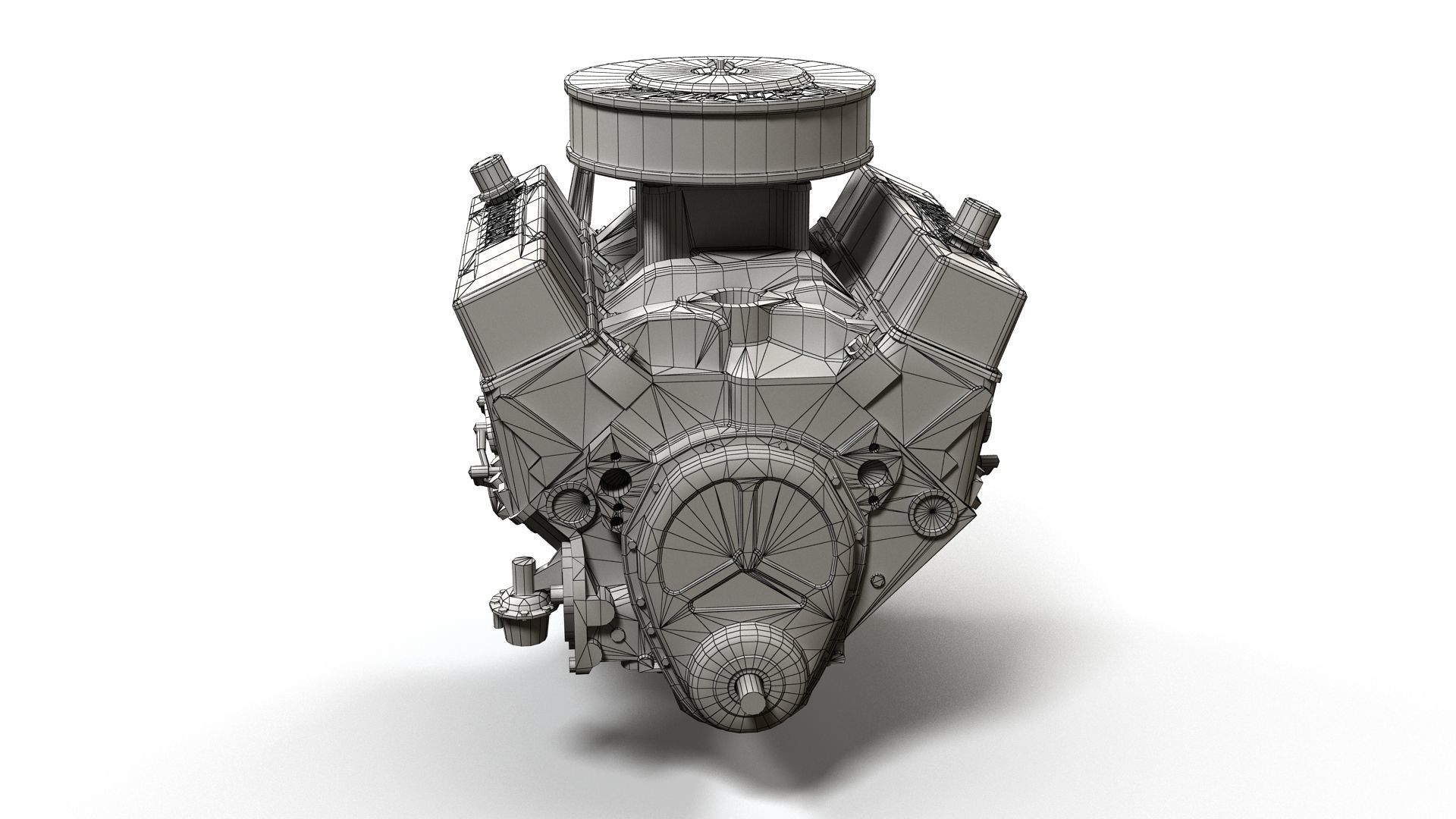 V8 muscle car engine Low-poly 3D model_41