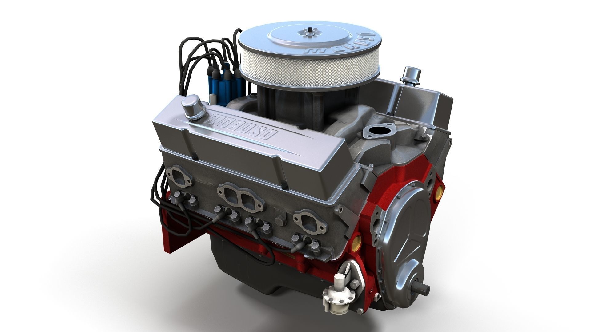 V8 muscle car engine Low-poly 3D model_4