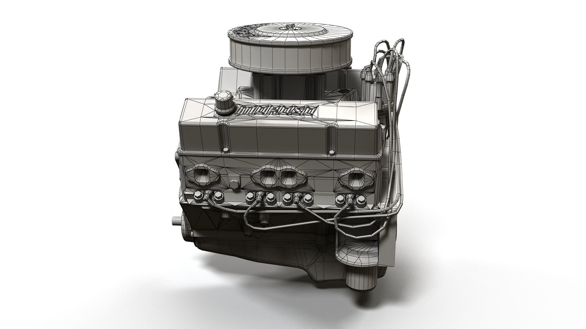 V8 muscle car engine Low-poly 3D model_37