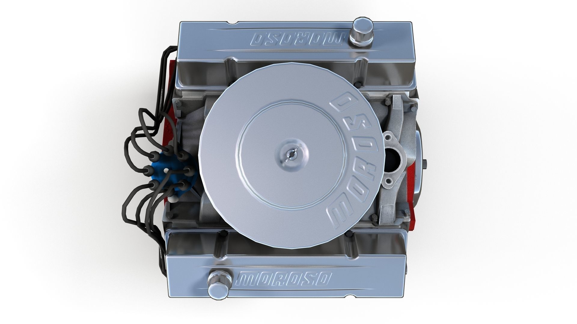 V8 muscle car engine Low-poly 3D model_11