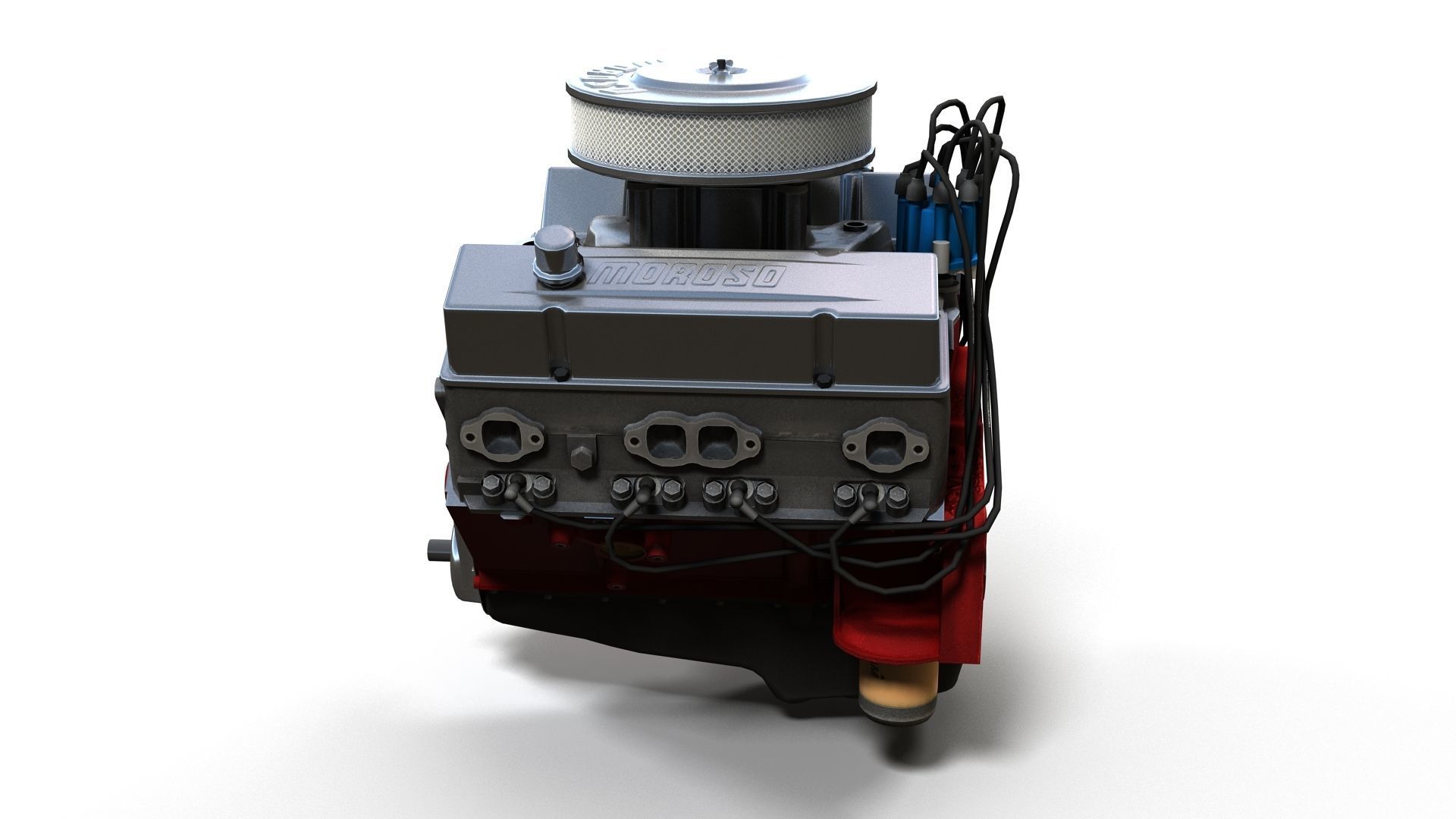 V8 muscle car engine Low-poly 3D model_32