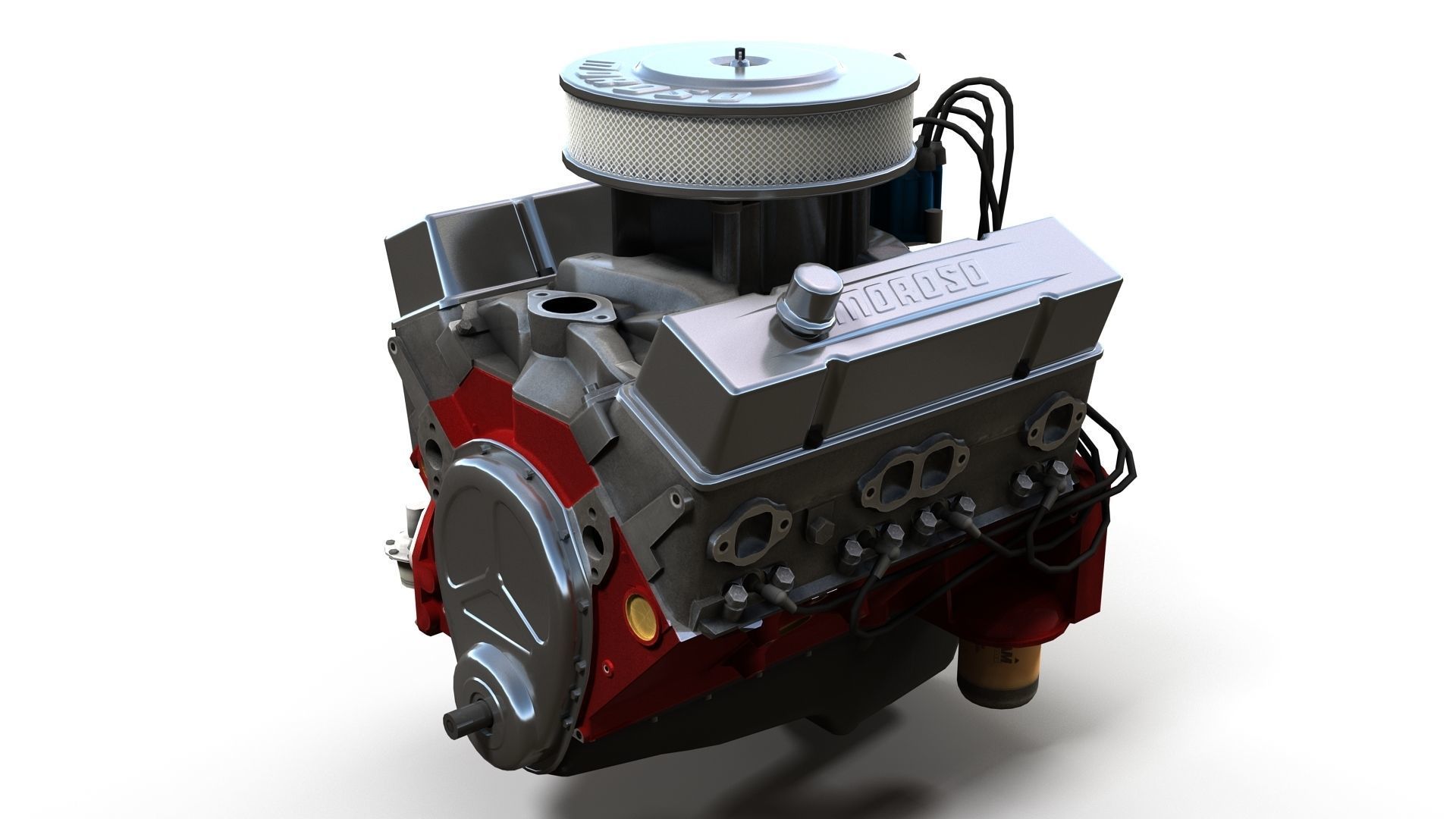 V8 muscle car engine Low-poly 3D model_3