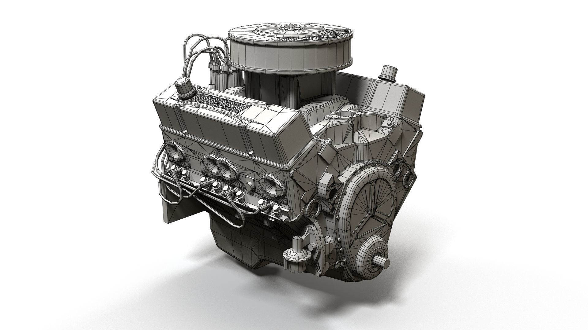 V8 muscle car engine Low-poly 3D model_40