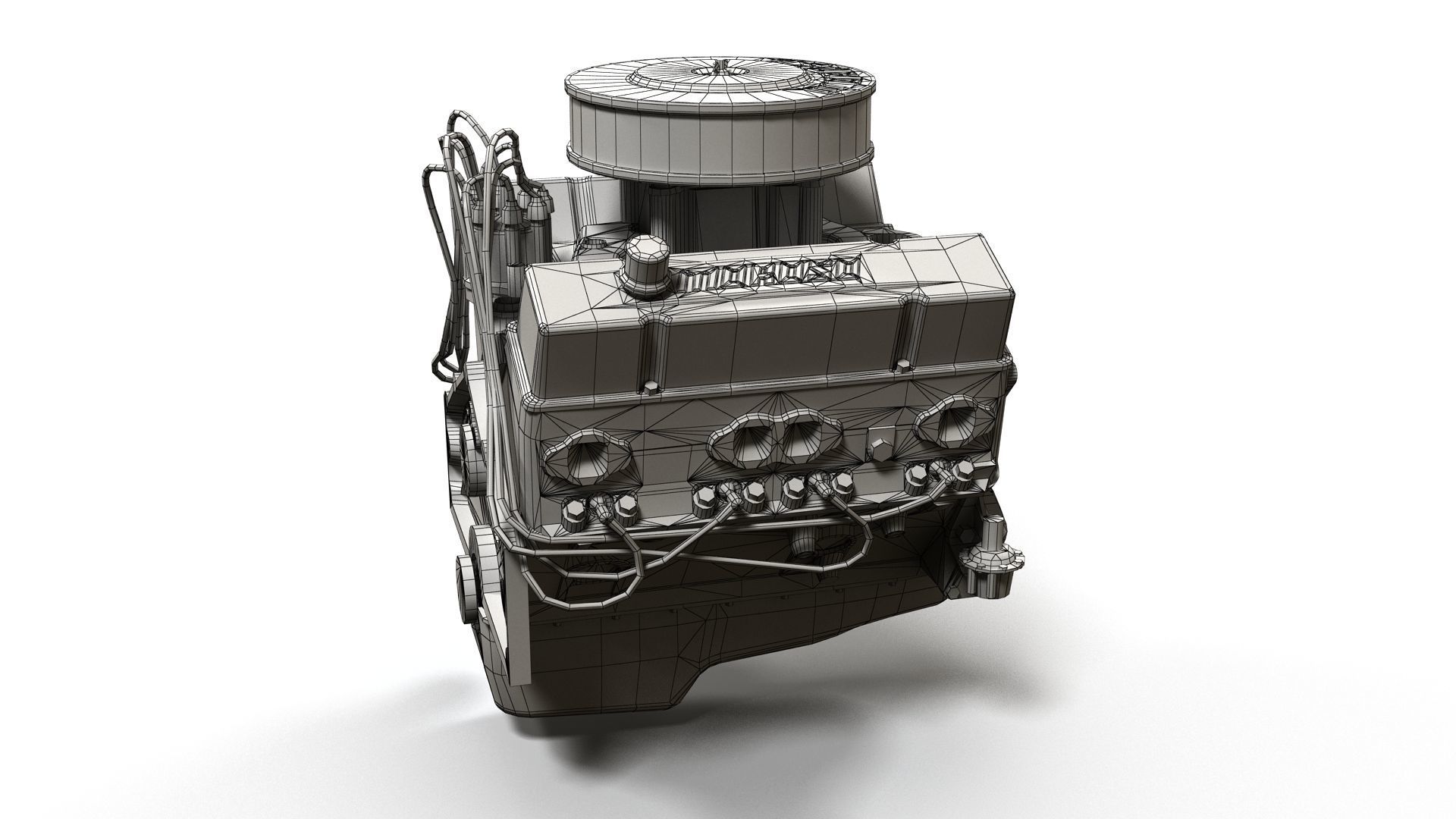 V8 muscle car engine Low-poly 3D model_39