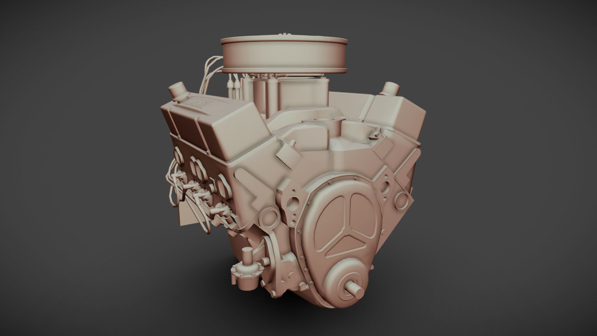 V8 muscle car engine Low-poly 3D model_30