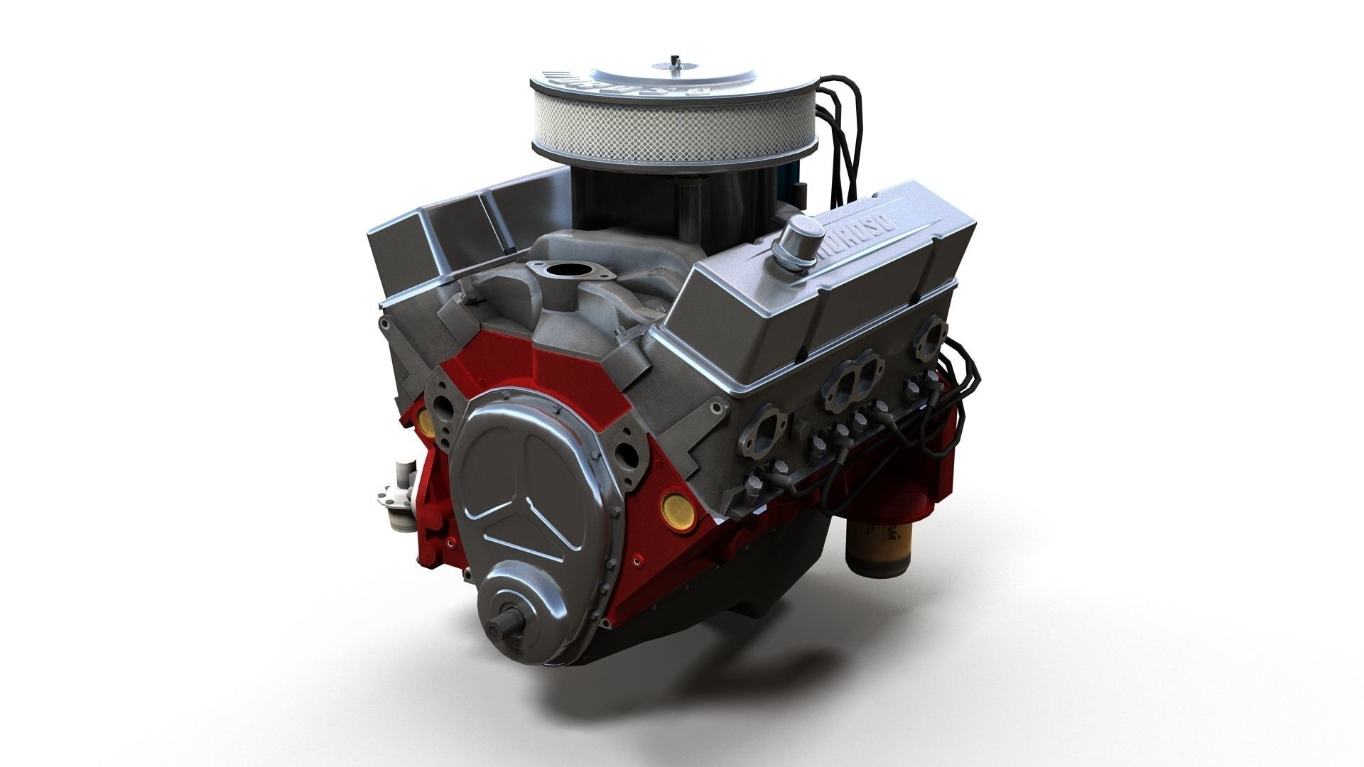 V8 muscle car engine Low-poly 3D model_31