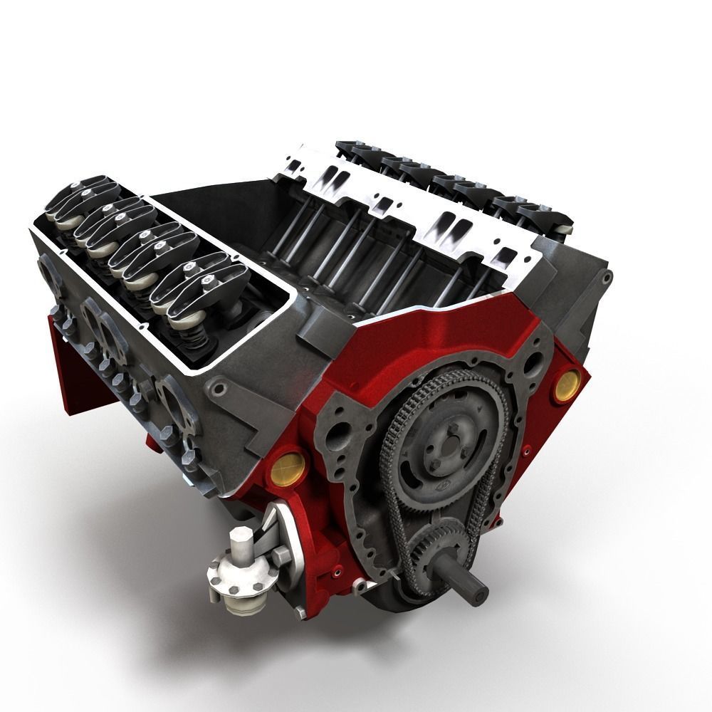 V8 muscle car engine Low-poly 3D model_2