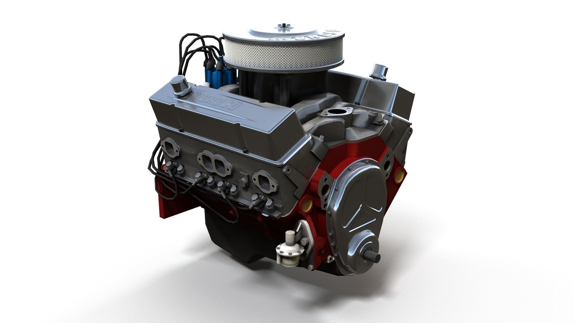 V8 muscle car engine Low-poly 3D model_34