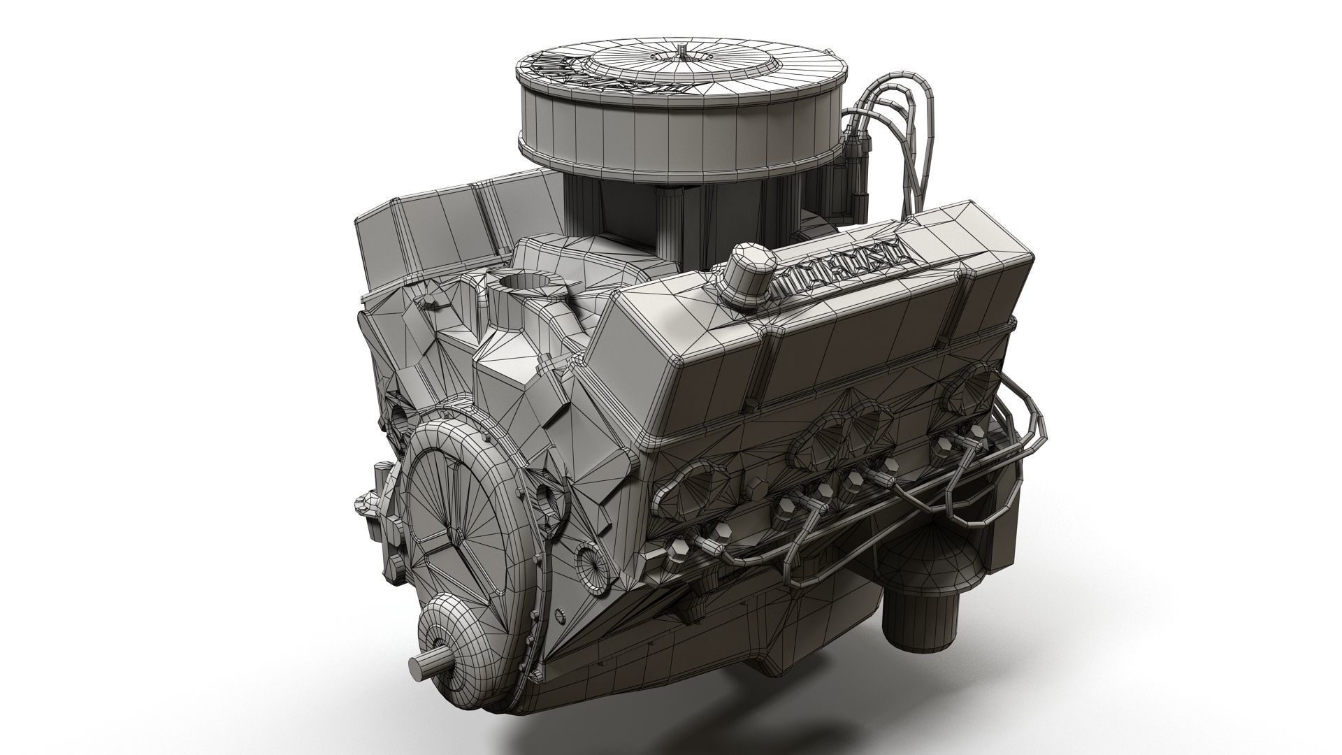 V8 muscle car engine Low-poly 3D model_12
