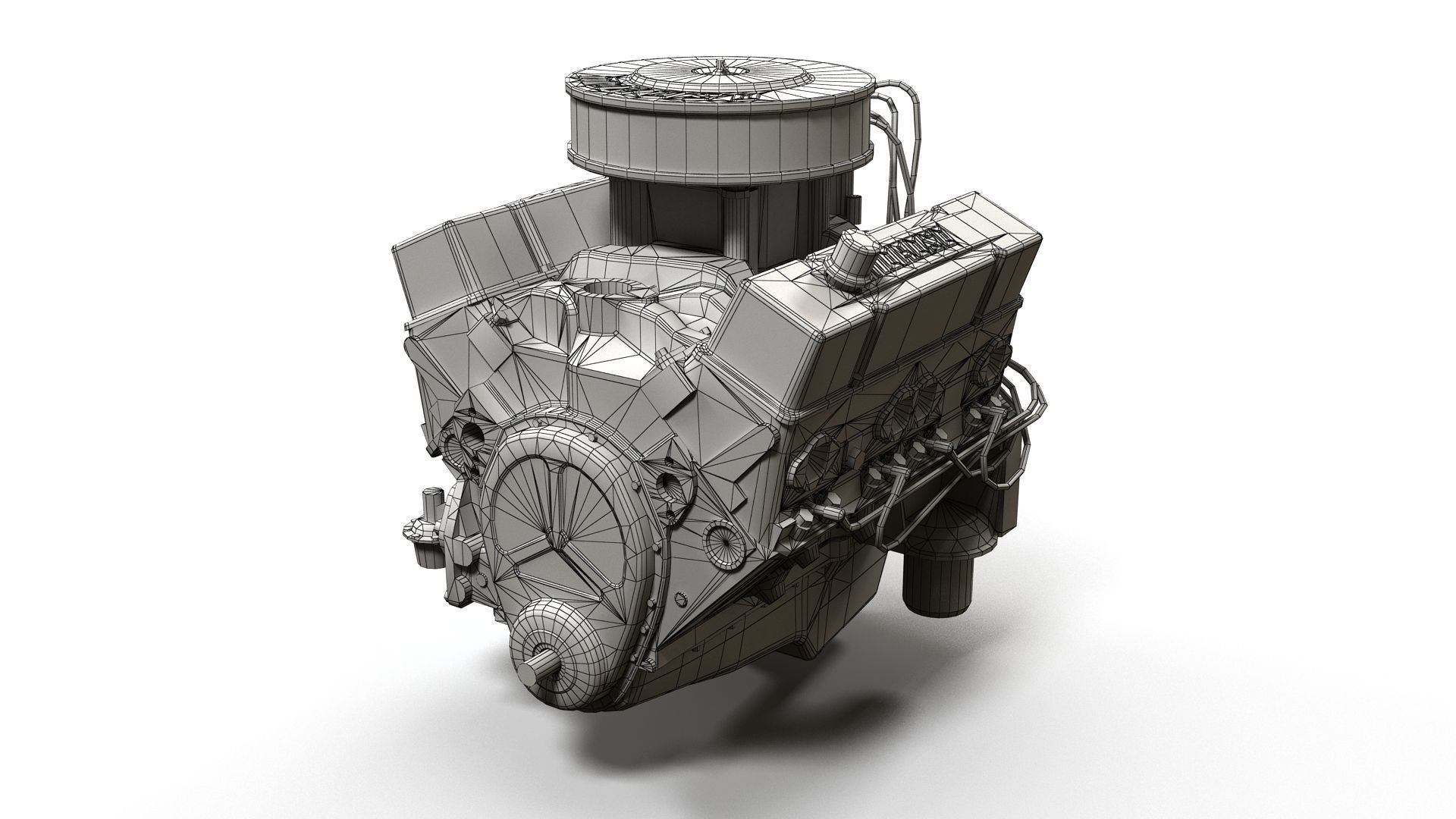 V8 muscle car engine Low-poly 3D model_36