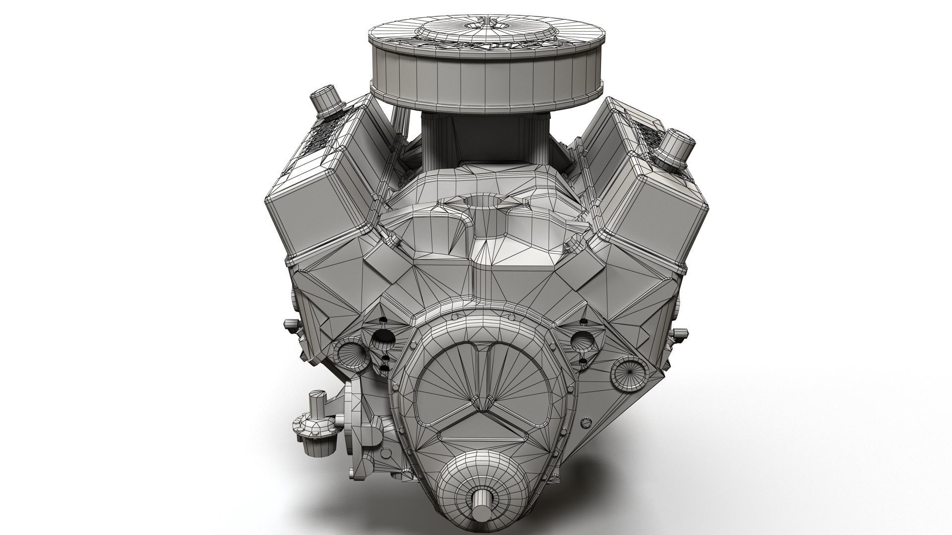 V8 muscle car engine Low-poly 3D model_15