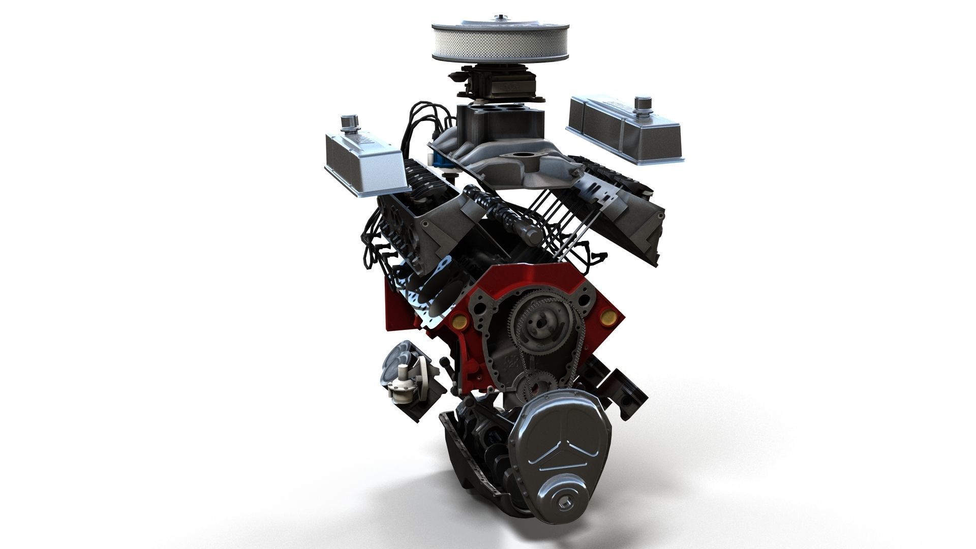 V8 muscle car engine Low-poly 3D model_46