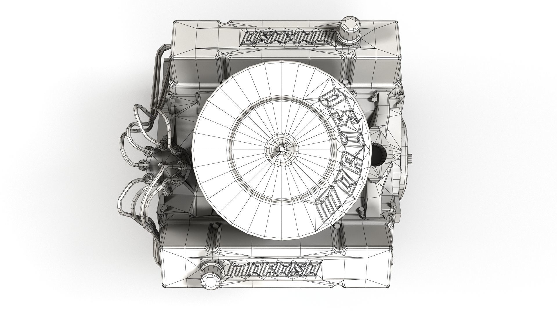 V8 muscle car engine Low-poly 3D model_17