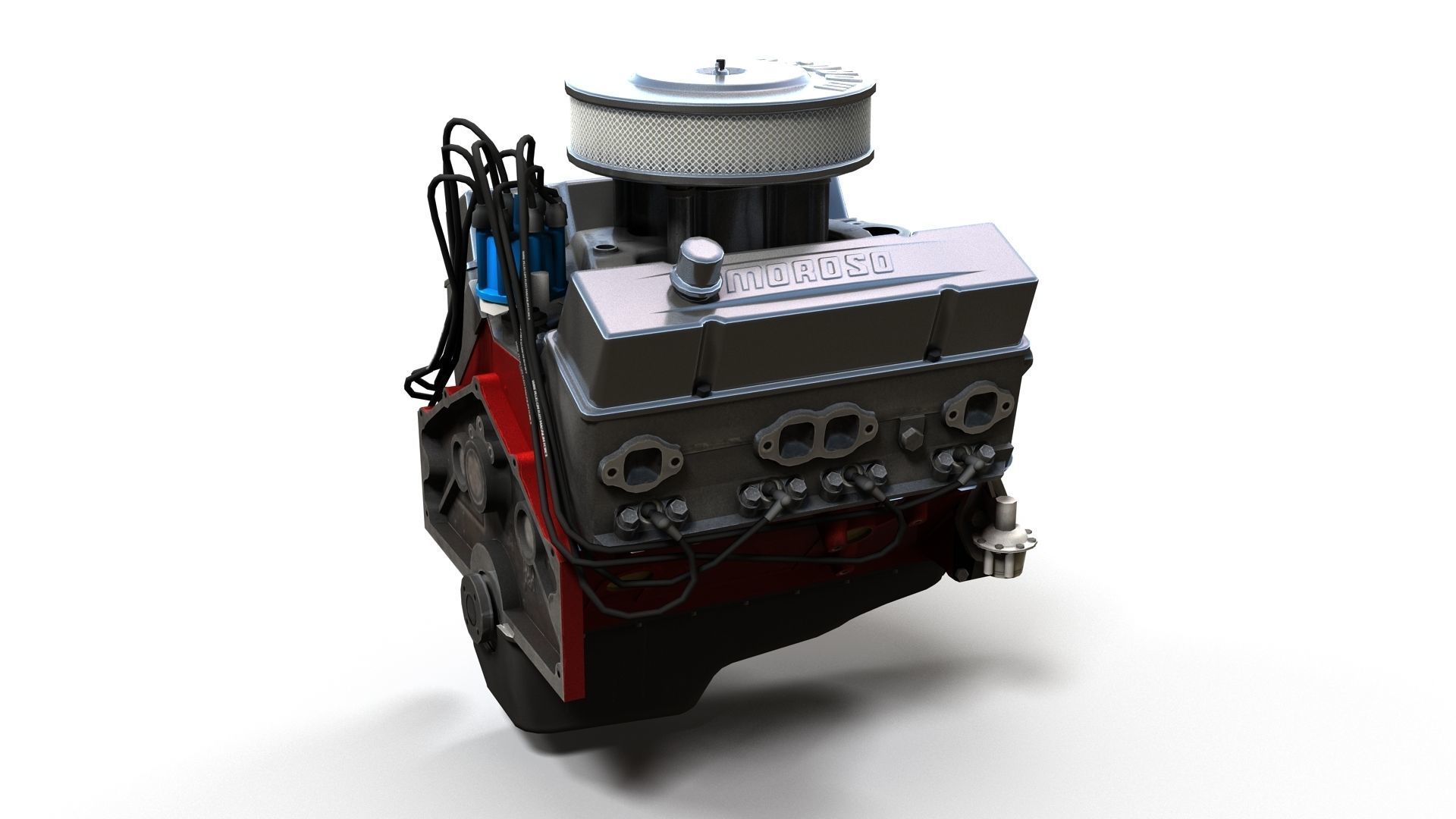 V8 muscle car engine Low-poly 3D model_33