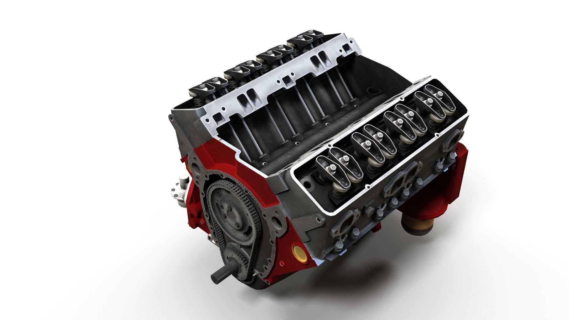 V8 muscle car engine Low-poly 3D model_10