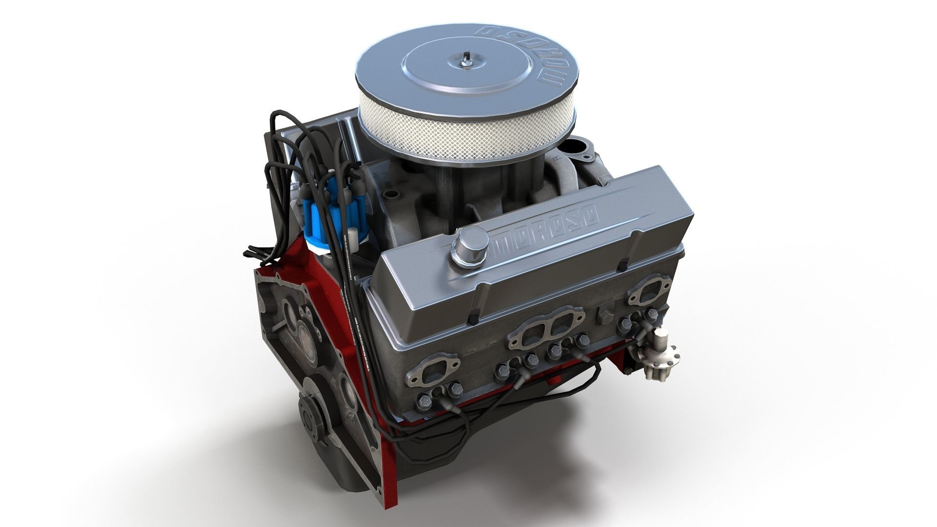 V8 muscle car engine Low-poly 3D model_5