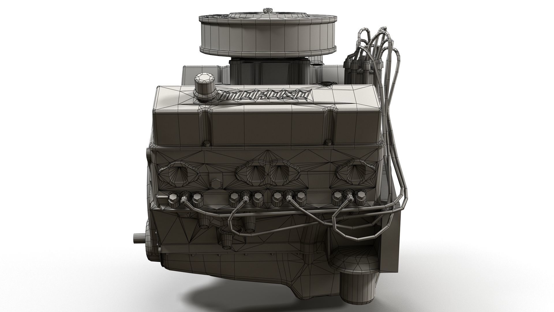 V8 muscle car engine Low-poly 3D model_14