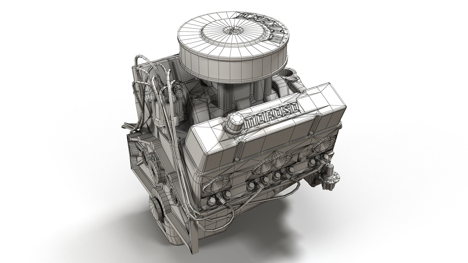V8 muscle car engine Low-poly 3D model_13