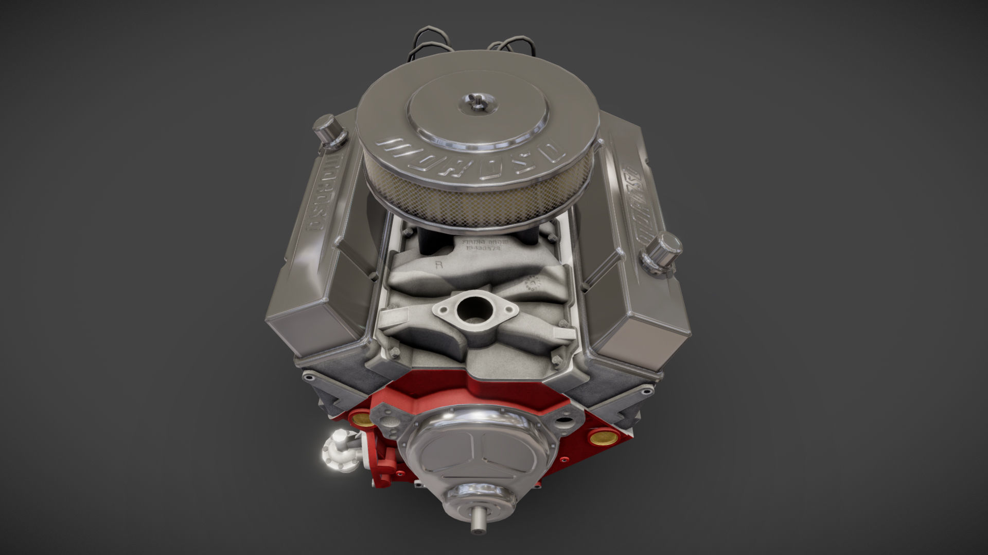V8 muscle car engine Low-poly 3D model_23