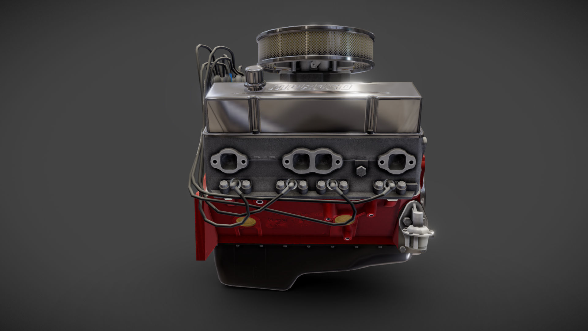 V8 muscle car engine Low-poly 3D model_26